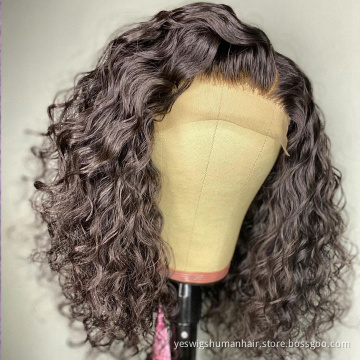 Wholesale Bob Wig Short Raw Brazilian Virgin Deep Wave Human Hair Hd Full Lace Front Wig Curly Natural Human Hair Bob Wig Vendor